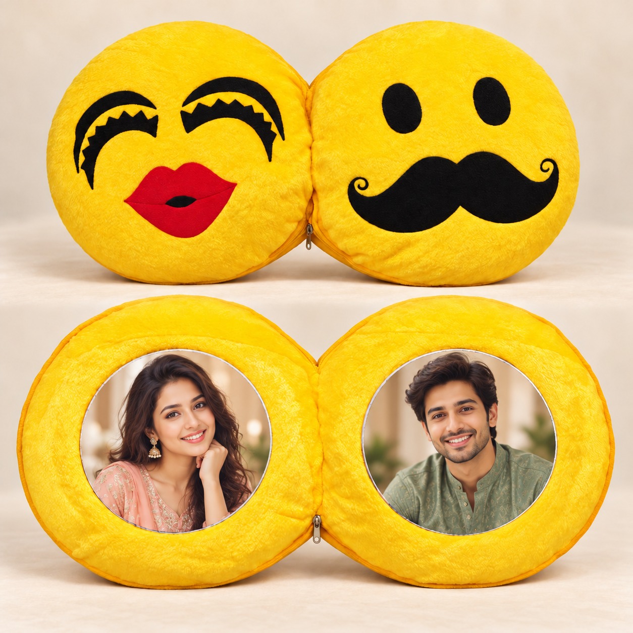PL11 Smiley Couple Pillow 16x16